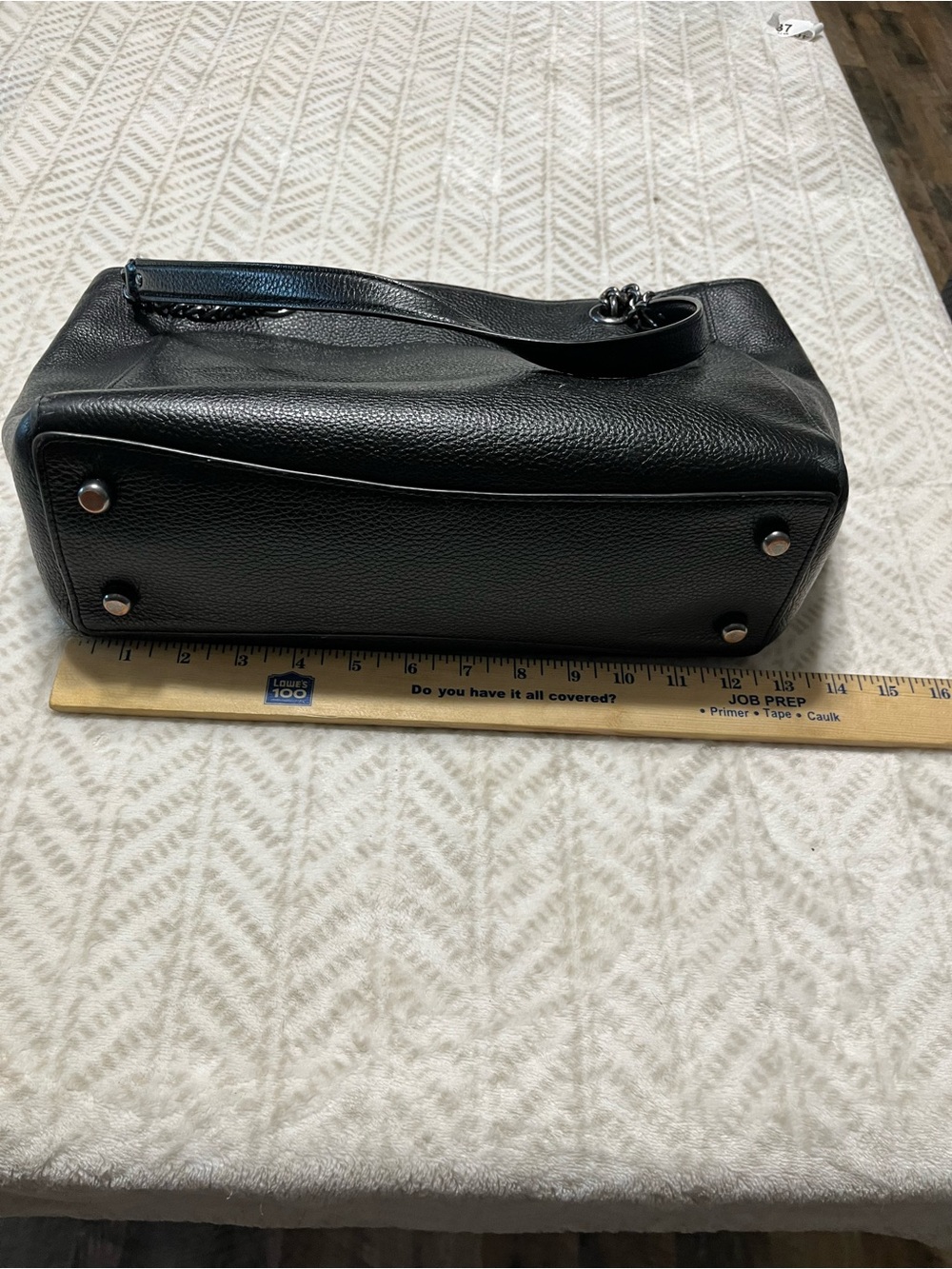Coach Black Leather Tote with Chain-Accent Straps - Picture 5 of 13